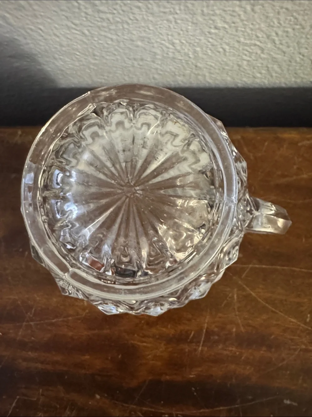 Vintage Glass Milk/Cream Pitcher Textured Cube Diamond Pattern Pressed Glass